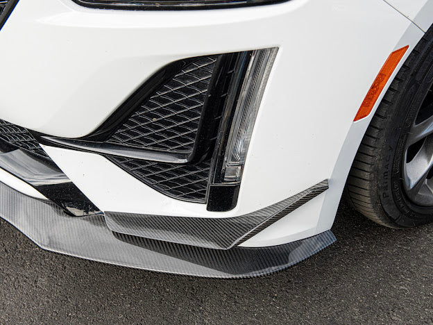 2020-2024 CADILLAC CT5-V & CT5 SPORT | BLACKWING PACKAGE CARBON FIBER FRONT LIP SPLITTER CANARDS